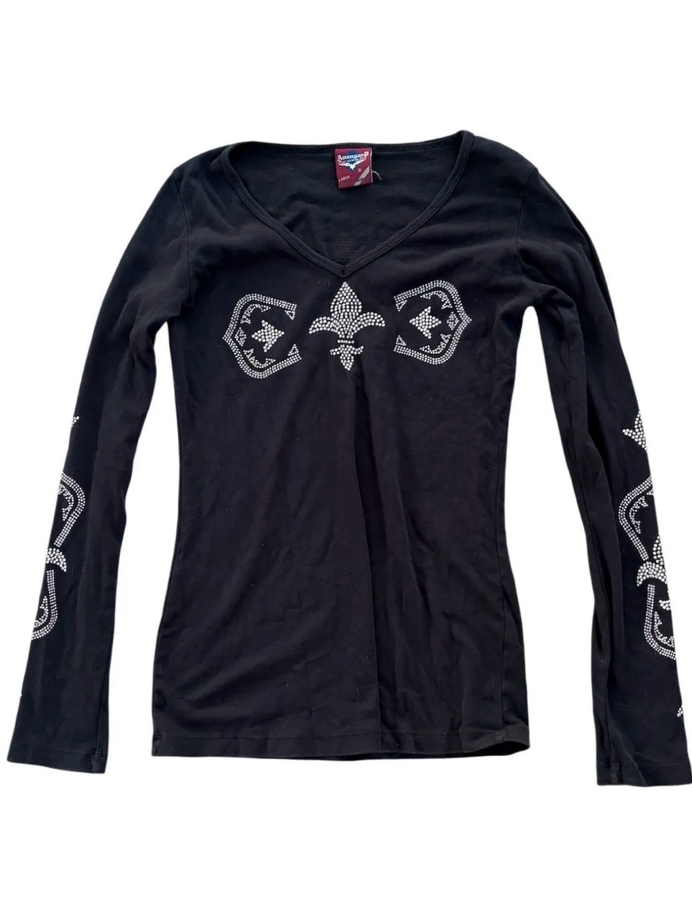 Avangarde by Philip Laurent Y2K Long Sleeve Top Rhinestone Affliction Style